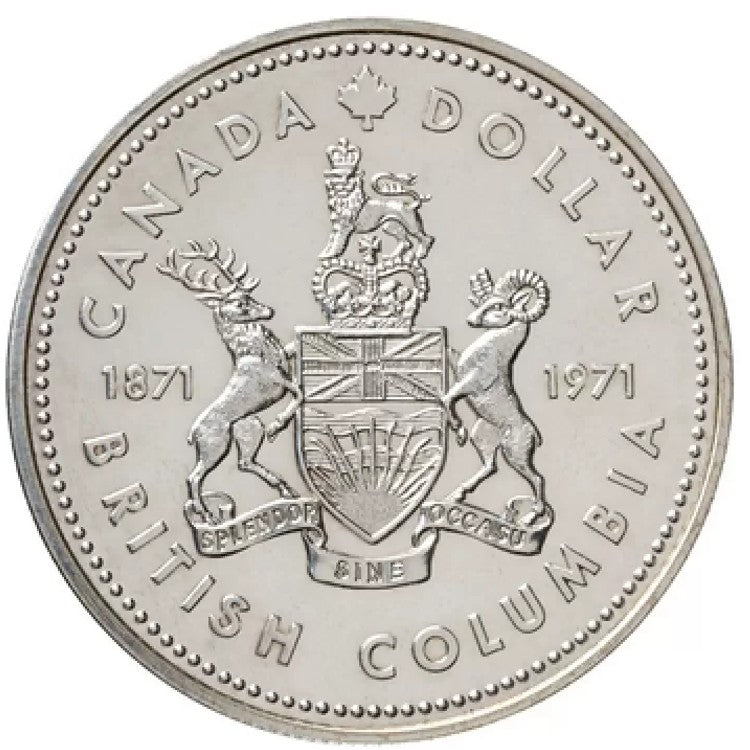 1971 British Columbia Centennial Silver Dollar Coin Metallic Evolution