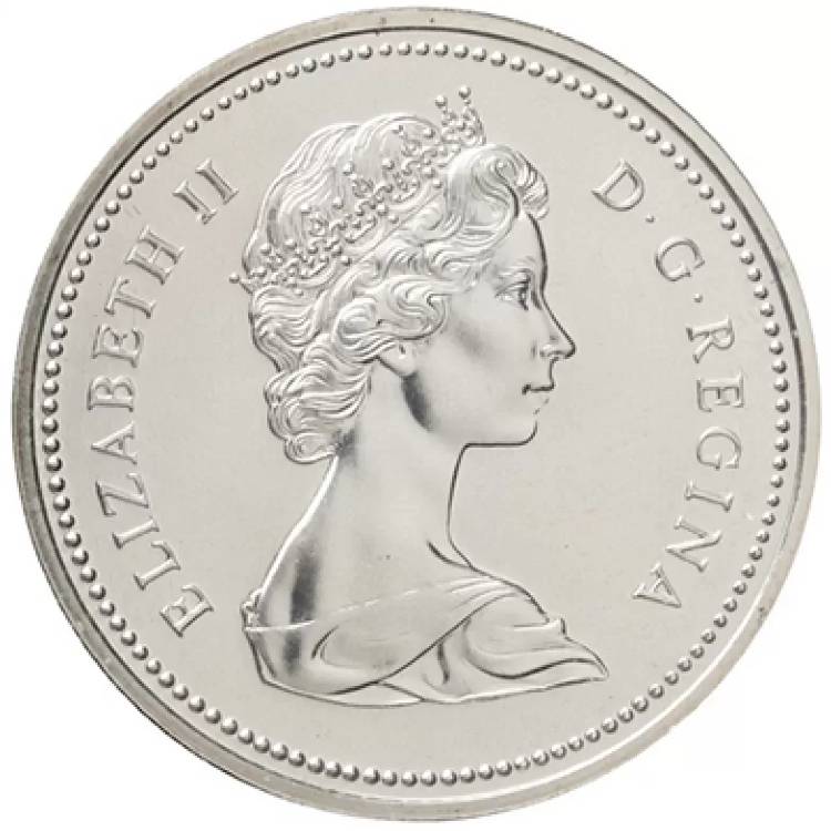 1971 British Columbia Centennial Silver Dollar coin by the Royal Canadian Mint obverse design detail